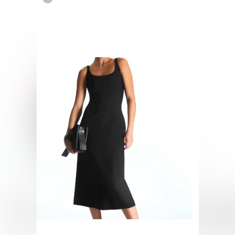 NWT! COS Slim Fit Corset Style A-line Midi  Dress In Black XS